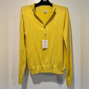 Cashmere-Blend Yellow Half-Zip Men's Sweater